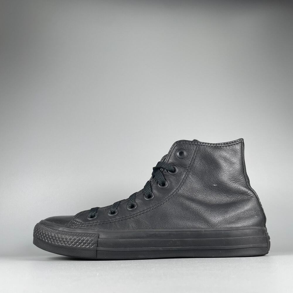 Men's 5.5 Women's 7.5 Converse Chuck Taylor All Star Black Leather High Top GUC - Picture 1 of 9